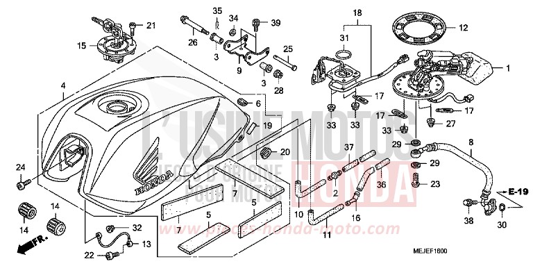 FUEL TANK for CB1300 Super Bold'or ABS PEARL FADELESS WHITE (NH341KF) from 2007